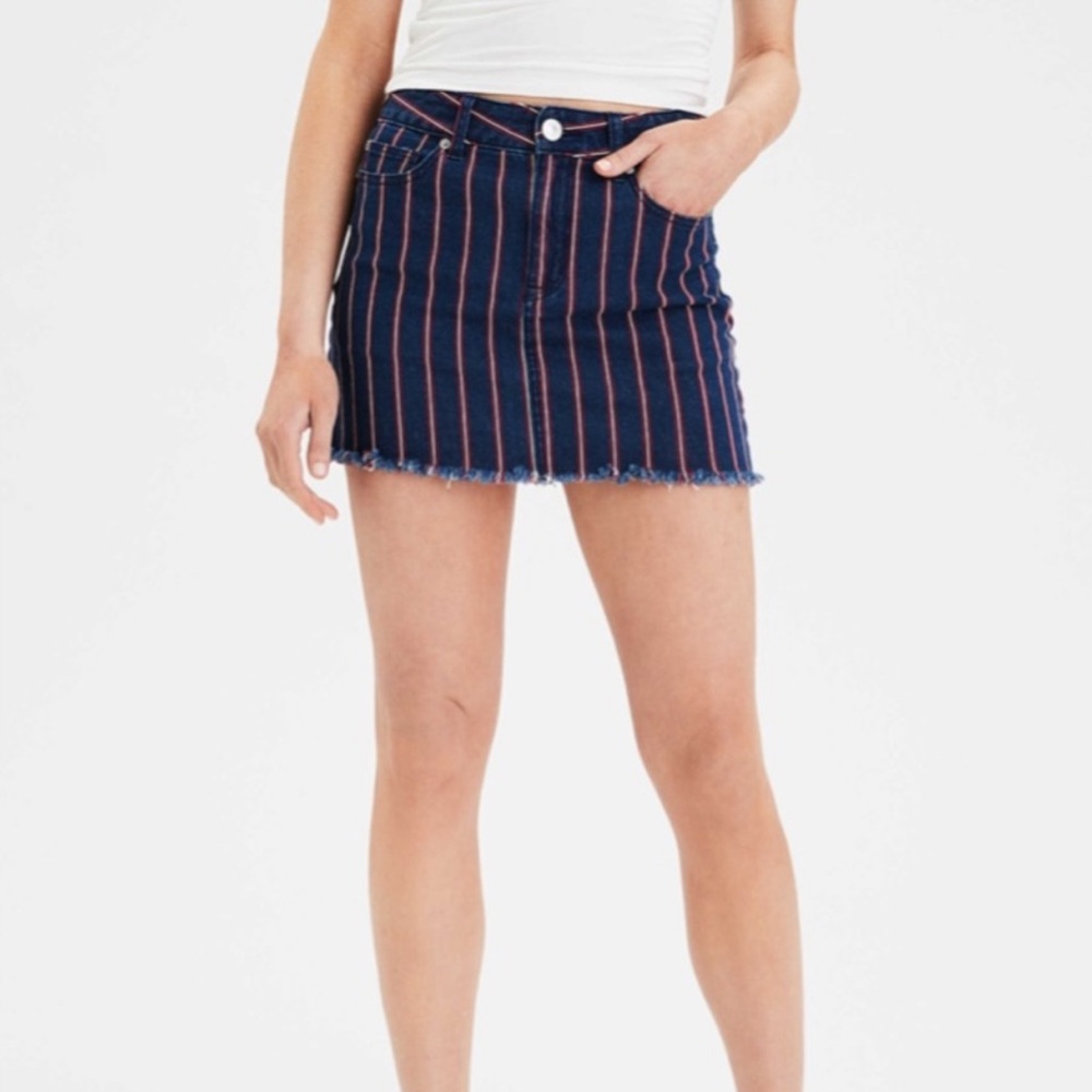 American Eagle striped denim mini skirt